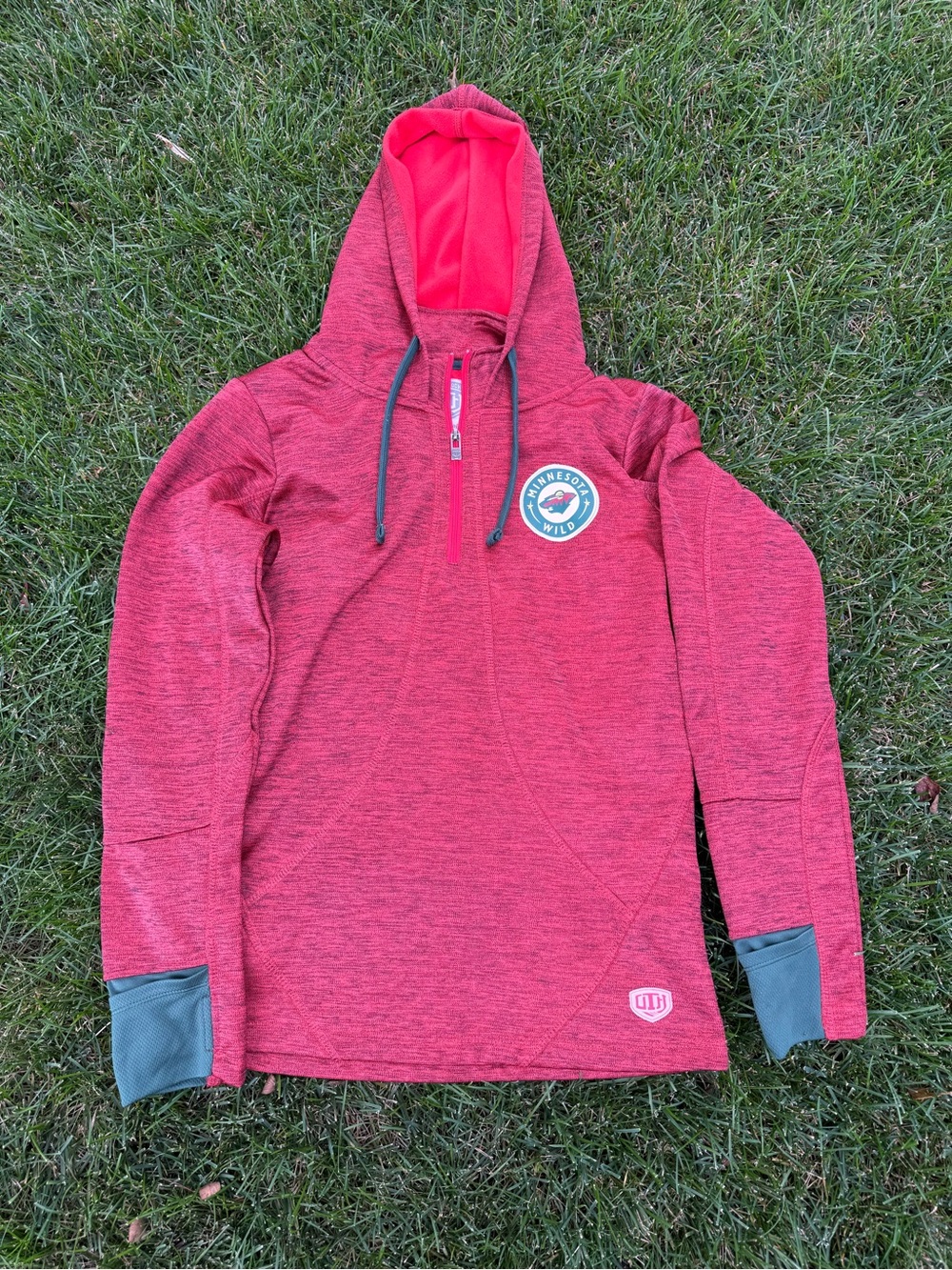 Old Time Hockey Minnesota Wild Women's Red/Green S Half Zip Pullover Hoodie